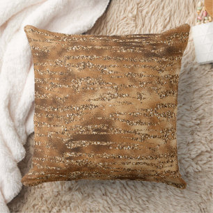 Goudbruine glitter strepen kussen