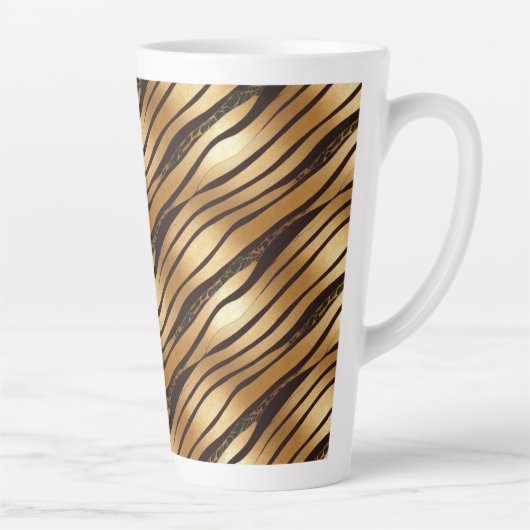 Goudbruine luipaard print strepen latte mok (Rechts)