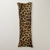 Goudbruine zwarte luipaard print lichaamskussen (Voorkant Verticaal)