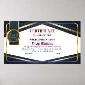 Goudcertificaat voor aangepaste waardering poster (Voorkant)