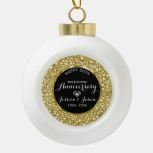 Gouddiamanten Glitter 50ste Jubileum Keramische Bal Ornament