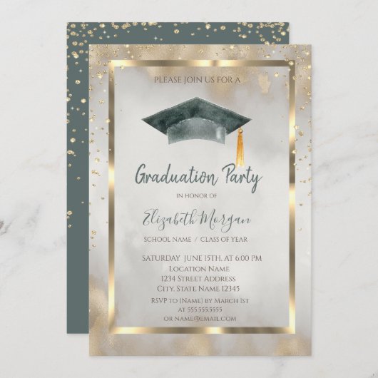 Gouddiamanten, Lijst, Graduation Cap Goud Afstuder Kaart (Voorkant / Achterkant)