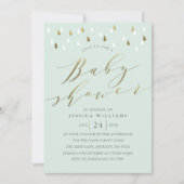 Gouddruppels en script baby shower nodigen uit in  kaart (Voorkant)