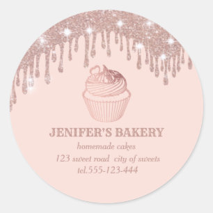 Gouddruppels voor roos Homemade cupcakes en snoepj Ronde Sticker
