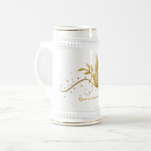 Goudduif met kerstkoffie, pups en bekertjes bierpul (Voorkant links)