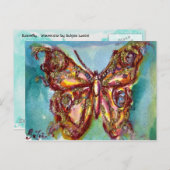 GOUDE BUTTERFLES IN BLAUW BRIEFKAART (Voorkant / Achterkant)