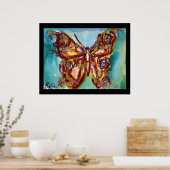 GOUDE BUTTERFLES IN BLAUW POSTER (Keuken)