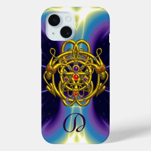 GOUDE CELTISCHE KENNIS MET TWEEDRAGONS MONOGRAM Case-Mate iPhone CASE (Achterkant)
