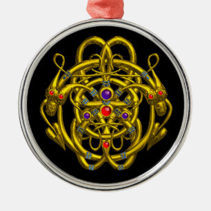 GOUDE CELTISCHE KENNIS MET TWINE DRAGEN METALEN ORNAMENT