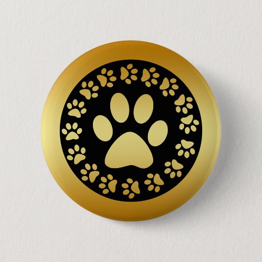 GOUDE EN ZWARTE PIJNDRUKKEN RONDE BUTTON 5,7 CM (Voorkant)