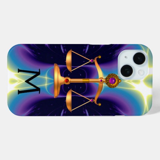 GOUDE WETGEVING MET GEM STONES MONOGRAM Case-Mate iPhone CASE (Achterkant (horizontaal))