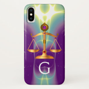 GOUDE WETGEVING MET GEM STONES MONOGRAM iPhone X HOESJE