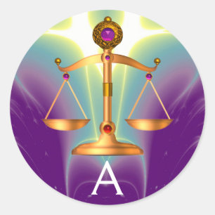 GOUDE WETGEVING MET GEM STONES MONOGRAM RONDE STICKER