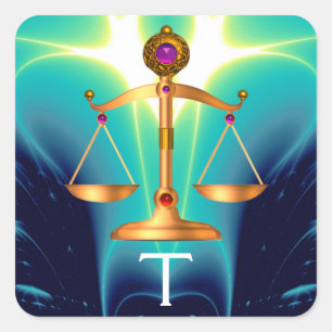 GOUDE WETGEVING MET GEM STONES MONOGRAM VIERKANTE STICKER