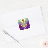 GOUDE WETGEVING MET GEM STONES MONOGRAM VIERKANTE STICKER (Envelop)