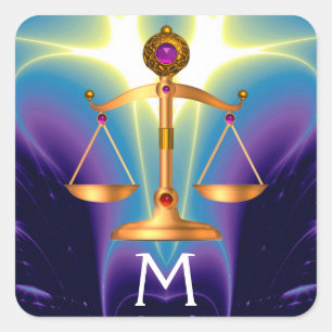 GOUDE WETGEVING MET GEM STONES MONOGRAM VIERKANTE STICKER