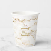 Goudeffect Marmer (op maat) Papieren Bekers (Voorkant)