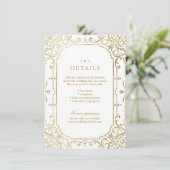 Goudelegant huwelijksjaar informatiekaartje (Staand voorkant)