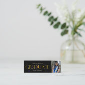 goudelegant script afstuderen naamkaart mini visitekaartje (Staand voorkant)