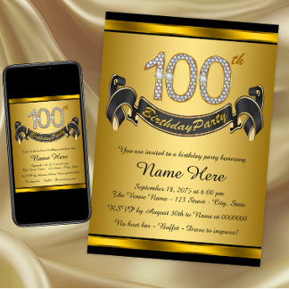 Gouden 100ste verjaardagsfeestje kaart