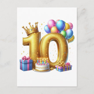 Gouden 10e verjaardag briefkaart