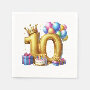 Gouden 10e verjaardag servet