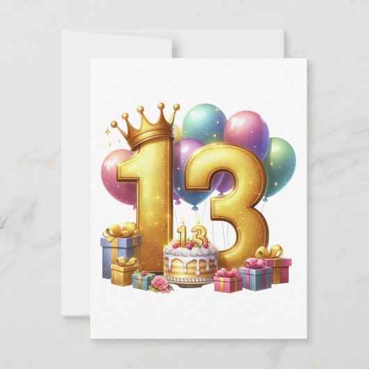 Gouden 13e verjaardag kaart (Voorkant)