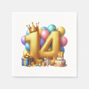 Gouden 14e verjaardag servet