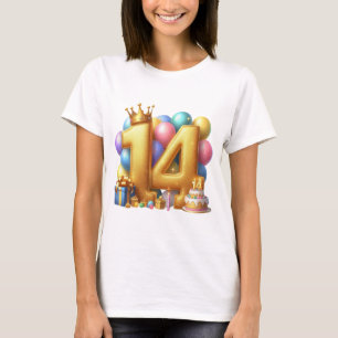 Gouden 14e verjaardag t-shirt