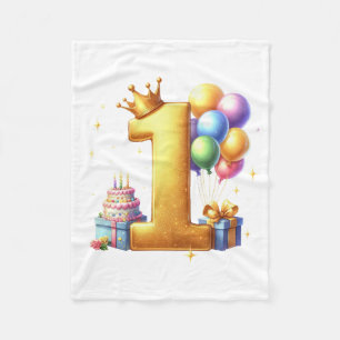 Gouden 1e verjaardag fleece deken
