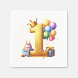 Gouden 1e verjaardag servet