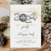 Gouden 2024 Oud en Nieuw-feest Disco bal Kaart