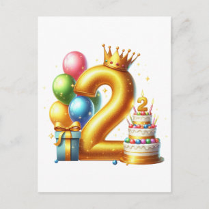 Gouden 2e verjaardag feestdagenkaart