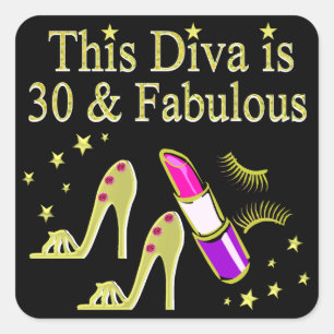 GOUDEN 30 EN FANTASTISCH 30E VERJAARDAG ONTWERP VIERKANTE STICKER