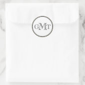Gouden 3 initialen letter monogram royal elegance  ronde sticker (Tas)