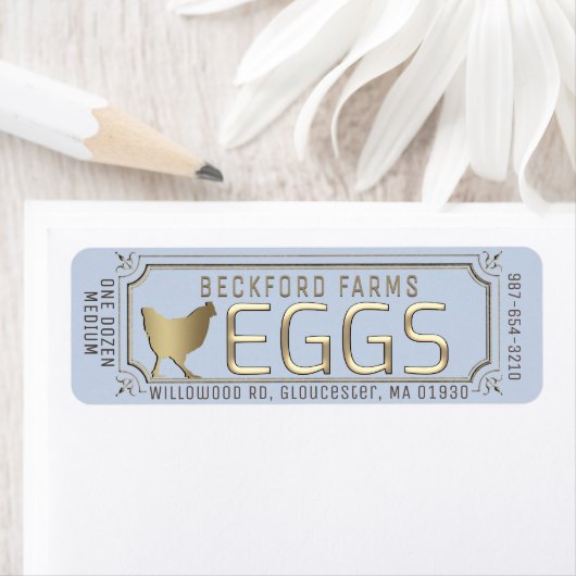 Gouden 3D omkaderd eierdooslabel met boerderij en Etiket (Insitu)