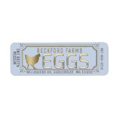 Gouden 3D omkaderd eierdooslabel met boerderij en Etiket (Voorkant)