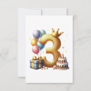 Gouden 3e verjaardag RSVP kaartje