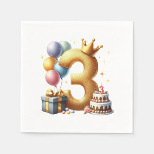 Gouden 3e verjaardag servet
