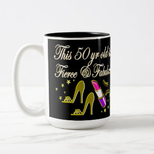 GOUDEN 50 EN FANTASTISCH DIVA-ONTWERP TWEEKLEURIGE KOFFIEMOK