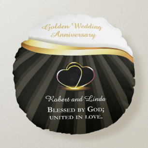 Gouden 50-jarig Huwelijksjubileum Religieus Jubile Rond Kussen
