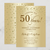 Gouden 50-jarig jubileum uitnodiging (Voorkant / Achterkant)