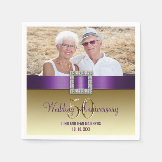 Gouden 50e bruiloft Jubileum Papieren servetten (Voorkant)