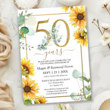 Gouden 50e trouwdag bloemige zonnebloemen