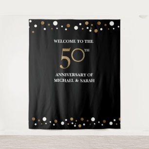 Gouden 50e TROUWJUBILEUM Foto achtergrond Wandkleed