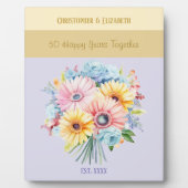 Gouden 50e verjaardag bloemen namen paars fotoplaat (Voorkant)