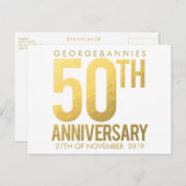 Gouden 50e verjaardagsfeest Ansichtkaart Uitnodiging Briefkaart (Voorkant / Achterkant)