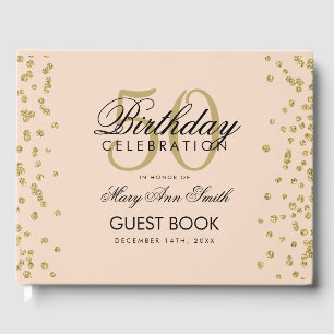 Gouden 50e verjaardagsfeestje Glitter Confetti Blu Gastenboek