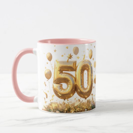 Gouden 50e viering mok (Links)