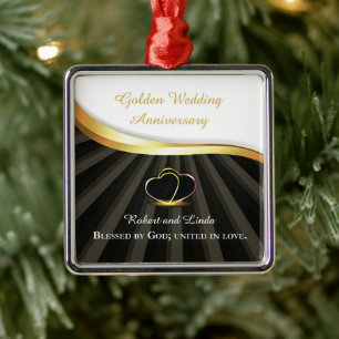 Gouden 50ste huwelijksjubileum religieus metalen ornament